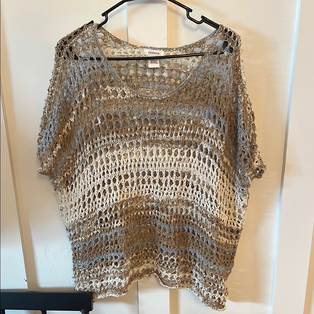 Crochet Knit Top in Neutral Tones